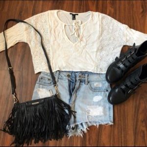 Forever 21 Lace Crop-Top White
